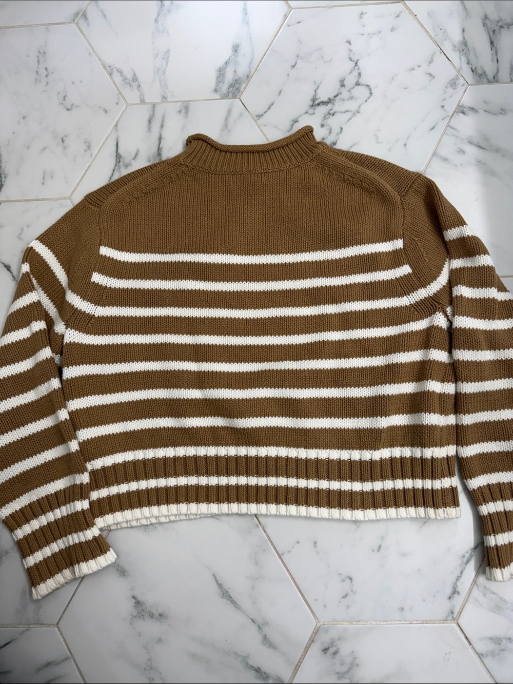J. Crew Tan & White Striped Crewneck Sweater - Picture 4 of 4